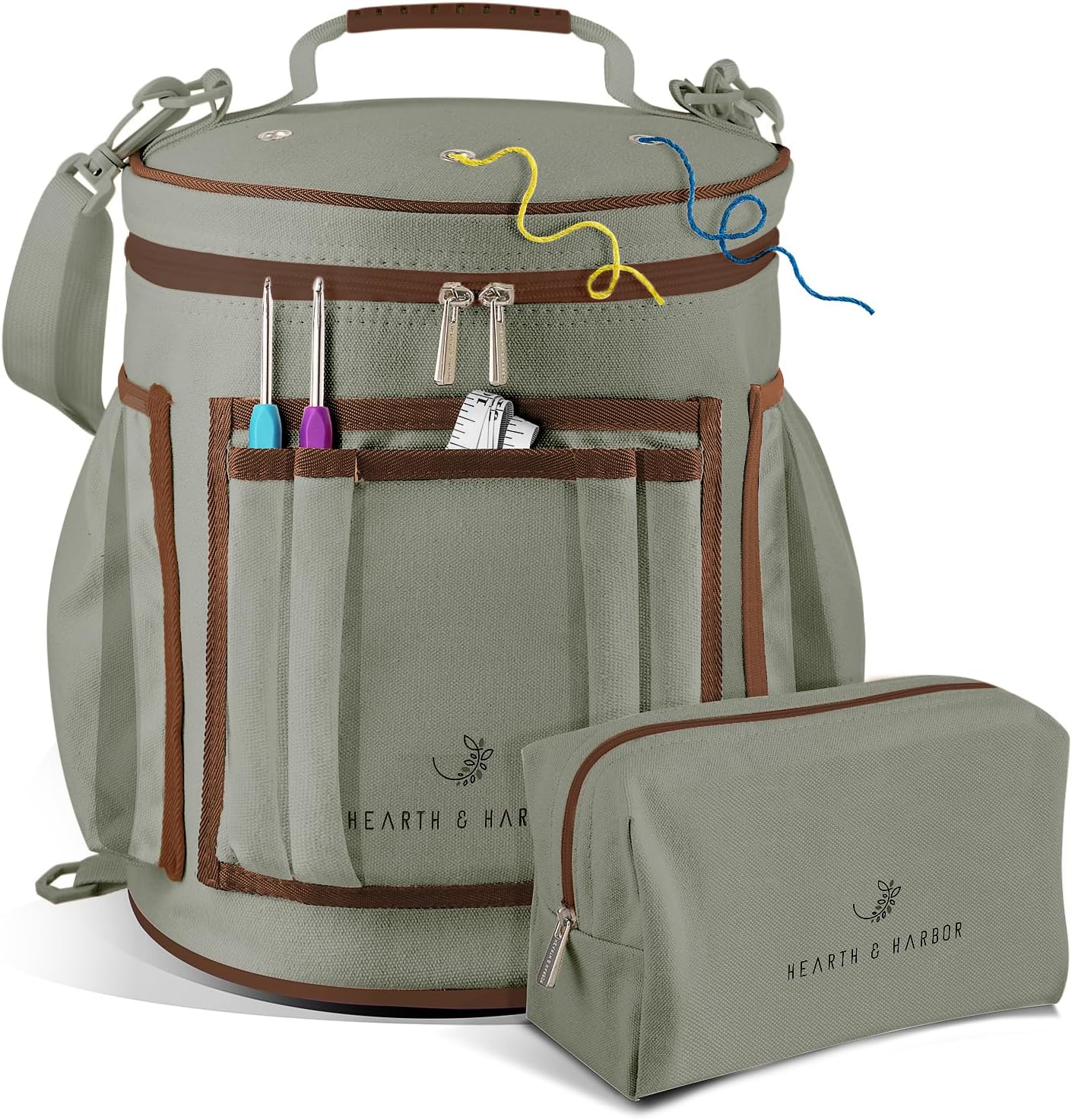 Hearth & Harbor Large Yarn Project Bag with Accessory Pouch