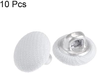 HARFINGTON 10pcs 16L Fabric Cloth Covered Button 10mm Metal Shank