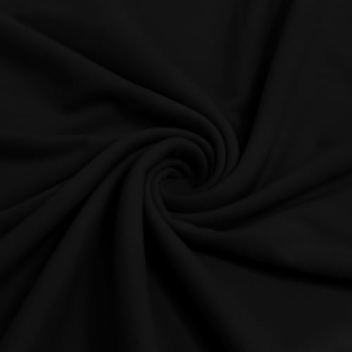 Entisn 1 Yard Stretch Fleece Fabric with Ribbed Texture, Black