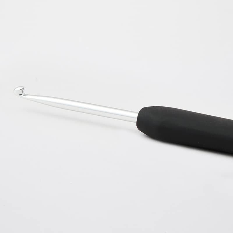 KnitPro Steel Single-Ended Crochet Hook with Black Soft Handle