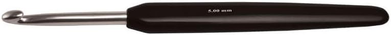 KnitPro Silver Aluminum Single-Ended Crochet Hook with Black Soft