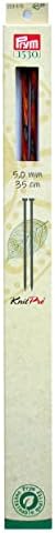Prym 35 cm x 5 mm Single Pointed Knitting Pins with Knob, Natural