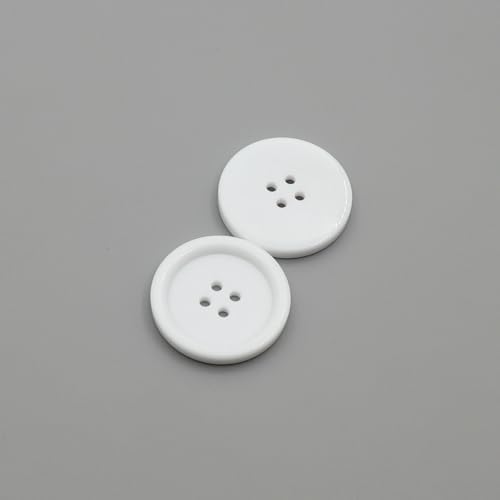 50 Pcs 30mm White Plastic 4-Hole Sewing Buttons for Coats & DIY