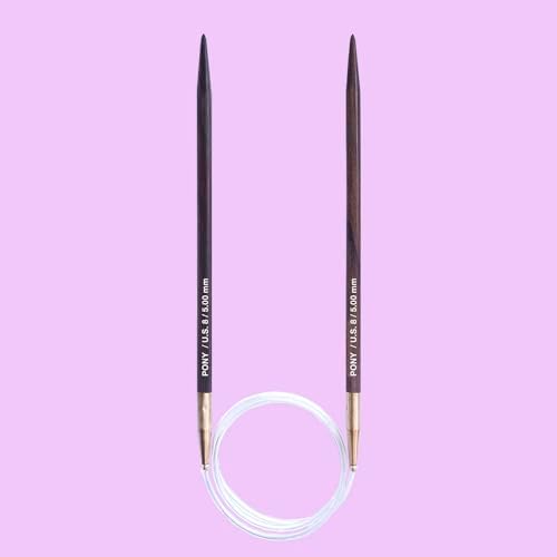 Pony Rosewood Circular Knitting Needles 80cm 8mm - 1 Piece