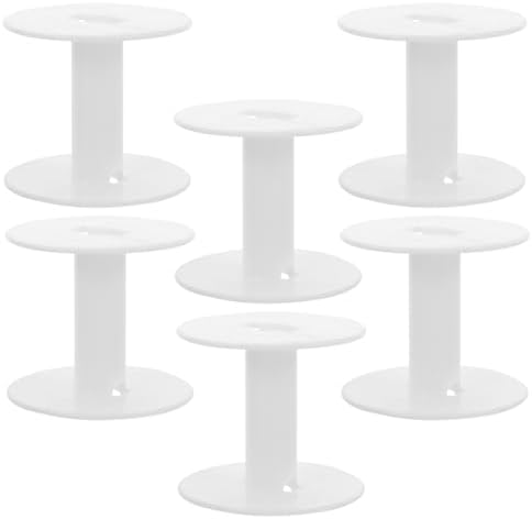 6pcs White Plastic Empty Spools for Sewing Machine Bobbin Case