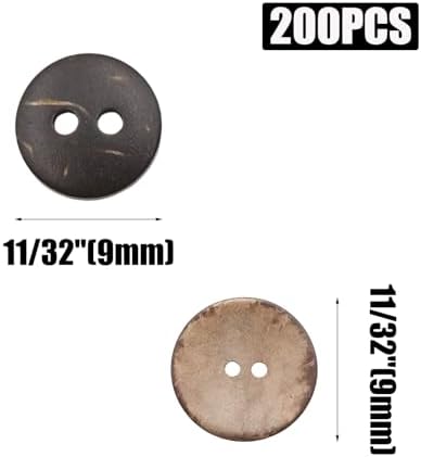 Lilaly 200 Pcs 11/32 inch Natural Coconut Shell Buttons, 2 Hole Big