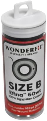 Wonderfil Efina Prewound Cotton Size B Jumbo Bobbins 5 Count Tube