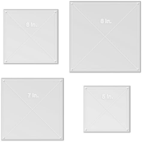 Square Quilting Template Set, 5", 6", 7", 8" with 1/4" Seam Allowance