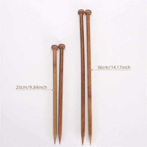 Bamboo Knitting Needle Set 36 Pairs Wooden Straight Single Pointed