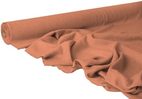 Light Salmon Linen Fabric by the Yard – Softened Natural Flax for