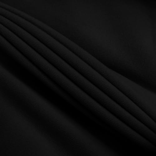 Entisn 1 Yard Stretch Fleece Fabric with Ribbed Texture, Black