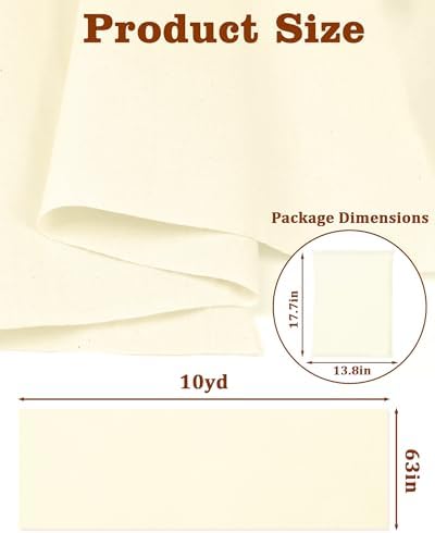 FIVEIZERO 100% Cotton Muslin Fabric by The Yard,63Inch X10 Yards