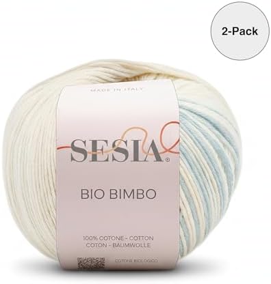 2 Skeins, 100% Organic Cotton, Multicolor Yarn, Needles US 1.5-2.5
