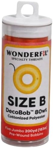 Wonderfil DecoBob Prewound Size B Jumbo Bobbins 5 Count Tube Tangerine