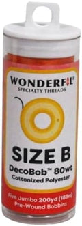 Wonderfil DecoBob Prewound Size B Jumbo Bobbins 5 Count Tube Tangerine