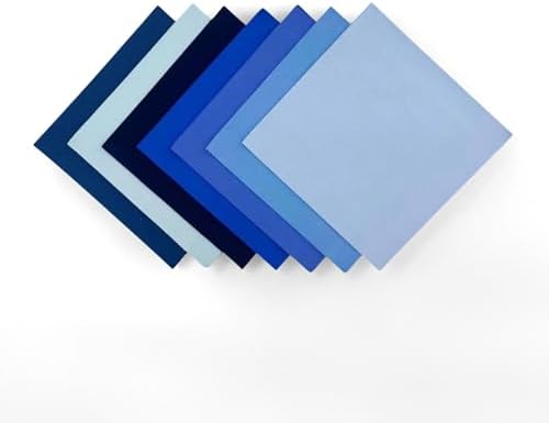 ZOOELAY 100% Cotton Precut Quilt Squares, 42 Pieces, 7 Blue Shades