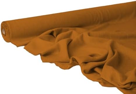 Ochre Linen Fabric by the Yard – Medium Weight, Softened Organic Flax