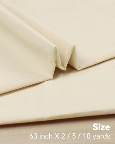 100% Cotton Muslin Fabric, 63" x 5 Yards, Unbleached