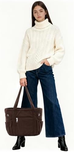 Freie Liebe Corduroy Crochet Bag and Tote, Large Yarn Bag with