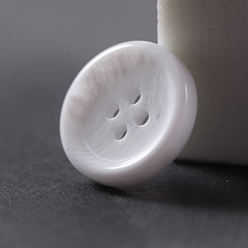 100 Pcs Large 5/8 inch White Buttons for Sewing - Round Resin Flatback