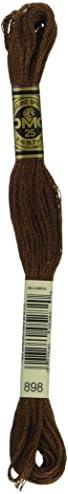 DMC 117-898 6 Strand Embroidery Cotton Floss, Very Dark Coffee Brown
