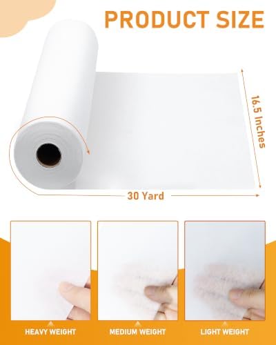 PLANTIONAL Light Weight White Iron-On Non-Woven Fusible Interfacing