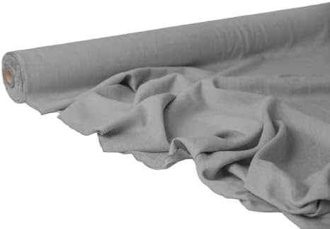 Soft Gray Linen Fabric by the Yard – Natural Flax Material – Medium
