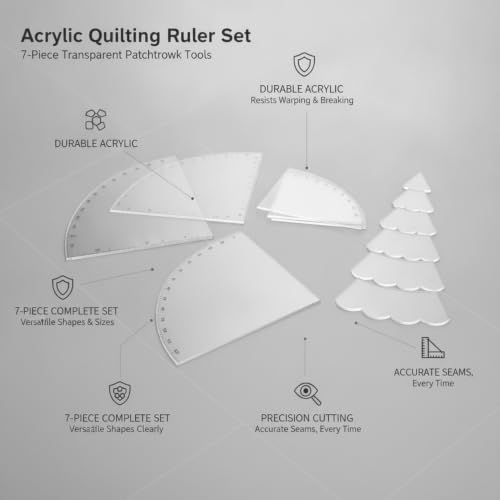 7-Piece Acrylic Quilting Ruler Set with Christmas Tree Shape