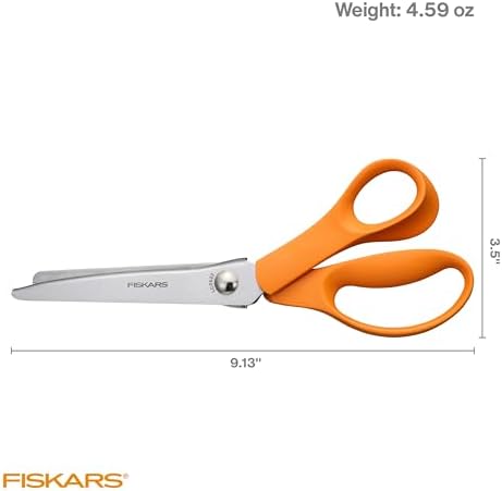 Fiskars 8" Orange-Handled Pinking Shears for Fabric Cutting & Sewing
