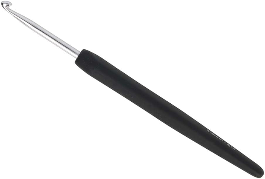 KnitPro Silver Aluminum Single-Ended Crochet Hook with Black Soft