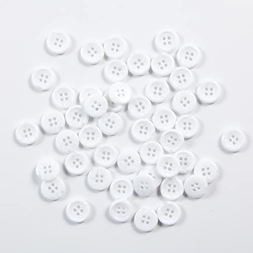 100 Pcs Large 5/8 inch White Buttons for Sewing - Round Resin Flatback