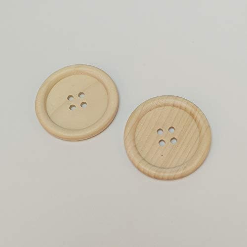 Chenkou Craft 20pcs 50mm 2" Round Natural Wood Buttons 4 Holes Craft