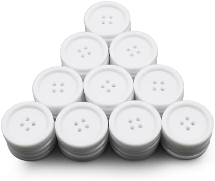 50 Pcs 30mm White Plastic 4-Hole Sewing Buttons for Coats & DIY