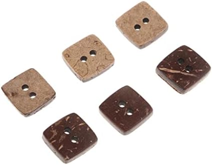 100pcs 12mm Wooden Coconut Shell Buttons 2 Holes Square Shape for