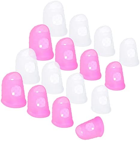 Wisdompro 16 Pcs Finger Tips, Thimble Fingertip Grips - Pink
