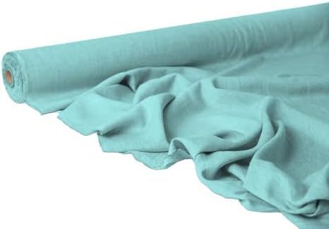 Italian Sky Blue Linen Fabric by the Yard – Softened Flax for