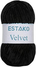 Estako Velvet Yarn for Crocheting, Super Bulky Chenille Yarn, Black