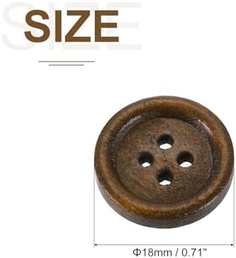 uxcell 50Pcs Wooden Buttons, 18mm(3/4") 4 Hole Round Wood Sewing