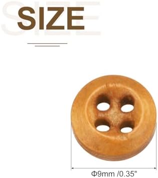 uxcell 80Pcs Wooden Buttons, 9mm(3/8") 4 Hole Round Wood Sewing Button