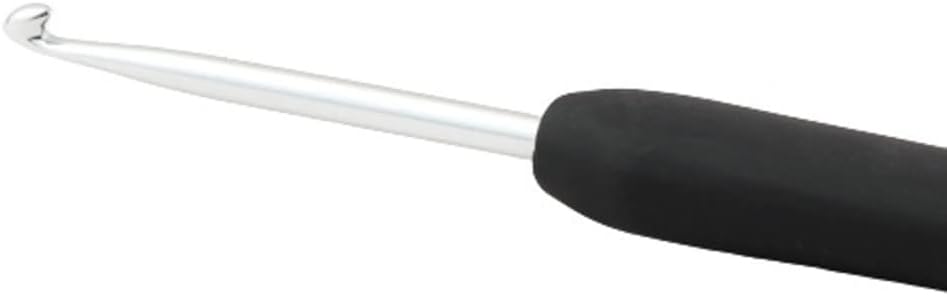 KnitPro Steel Single-Ended Crochet Hook with Black Soft Handle