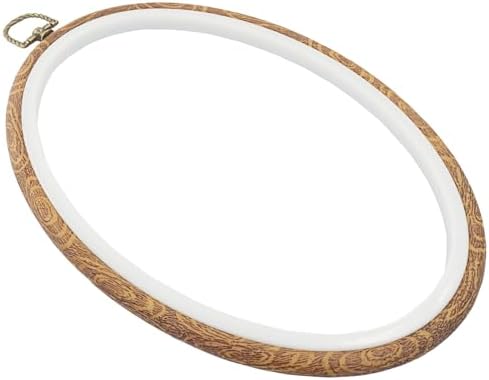 Marvexi 5Pcs Oval Embroidery Hoops 6.3"x9", Vintage Cute Faux Wood