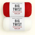 Big Twist Value Yarn 2-Pack Varsity Bundle-Varsity Red and White, 100%