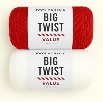 Big Twist Value Yarn 2-Pack Varsity Bundle-Varsity Red and White, 100%