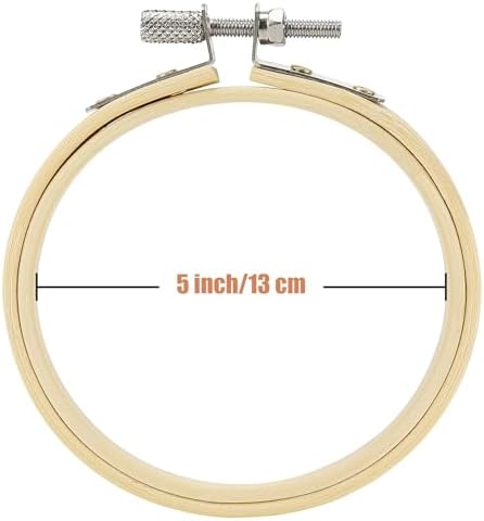 Yorwex 12 Pieces 5 Inch Embroidery Hoops Adjustable Wooden Circle