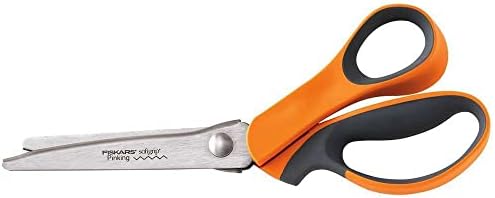 Fiskars 8" Softgrip Pinking Scissors,Orange,9.5" long