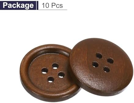 HARFINGTON 10pcs 36L Wooden Sewing Button 7/8"(23mm) 4 Holes Wood