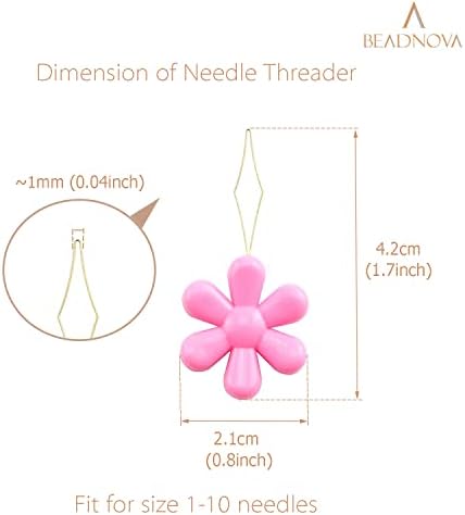 BEADNOVA Needle Threaders 25pcs Plastic Flower Head Sewing Needle