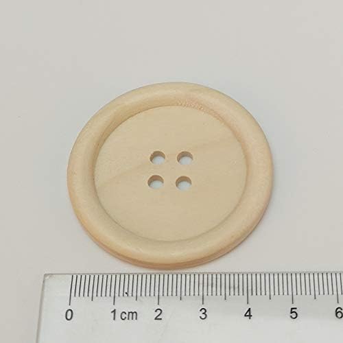 Chenkou Craft 20pcs 50mm 2" Round Natural Wood Buttons 4 Holes Craft