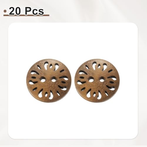 HARFINGTON 20pcs 2 Hole Flower Craft Sewing Button 18mm Handmade Wood