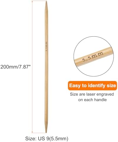 HARFINGTON 5Pcs Bamboo Knitting Needles Double Pointed Size US